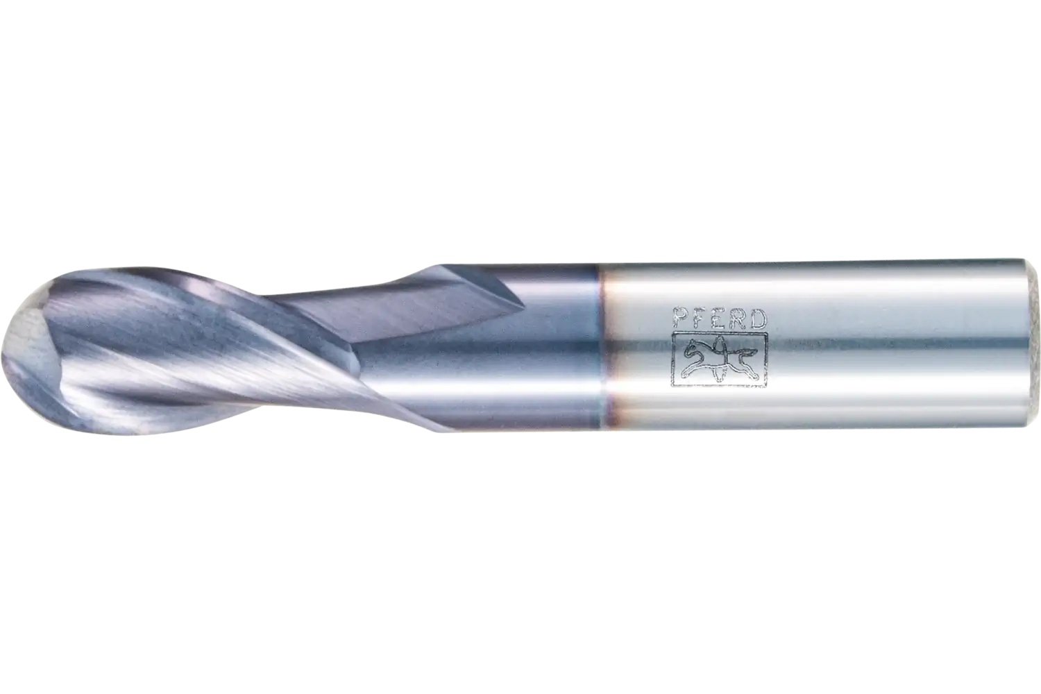 Picture of Pferd Ball Nose End Mill, 2 flutes, 1/2" Dia, 1" APMX, 3" OAL, cylindrical shank